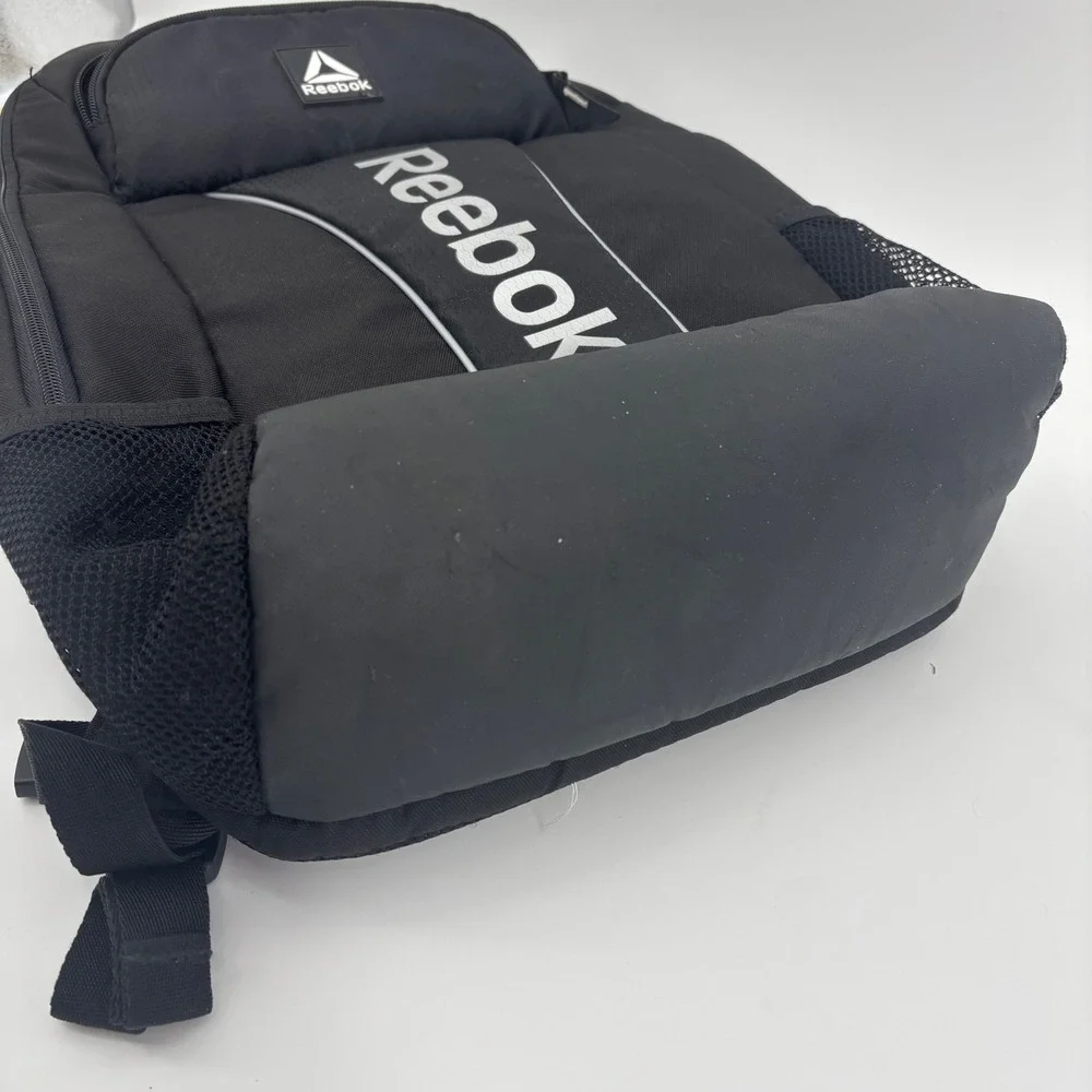 Reebok black backpack laptop compartment minimalist full size school gym travel